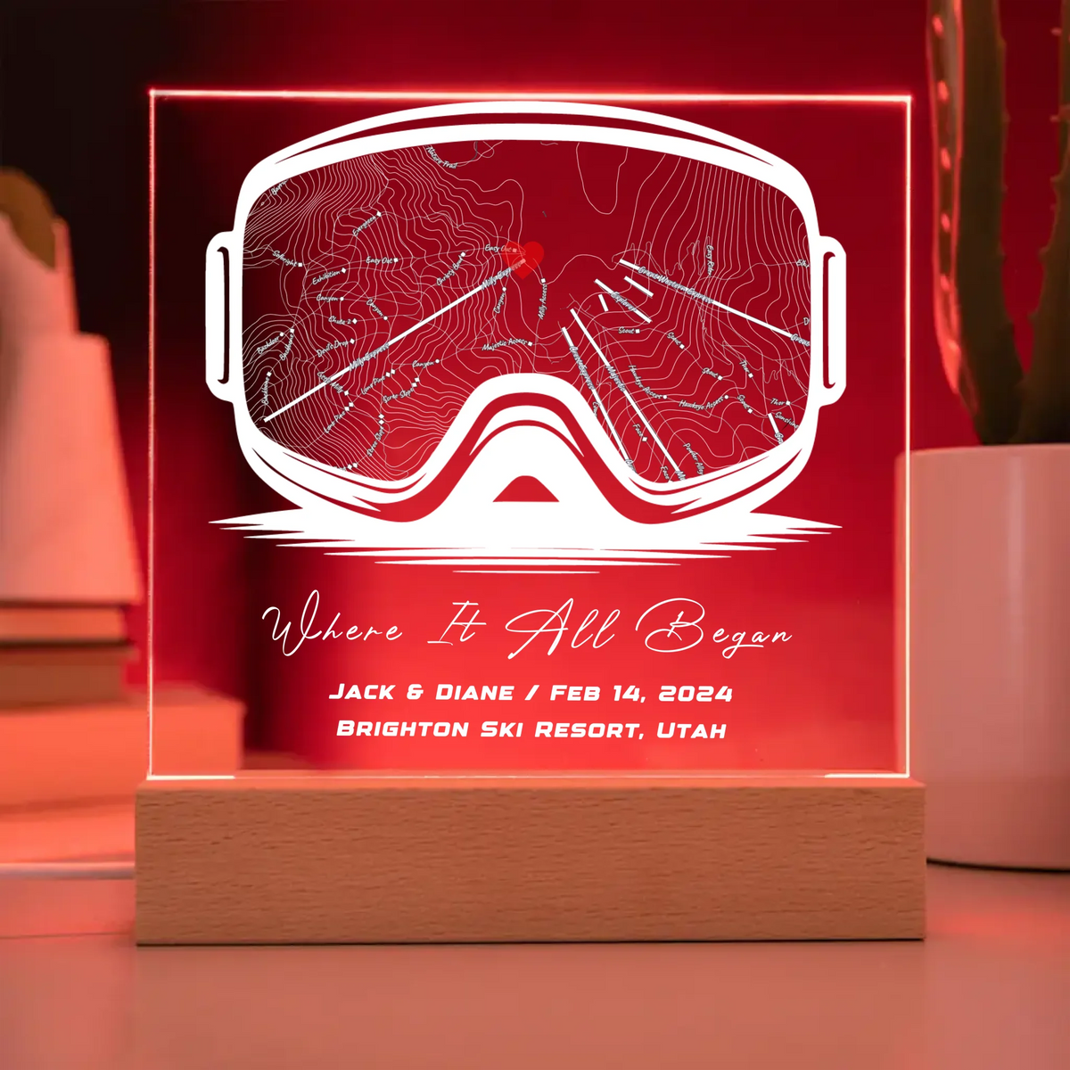 Engraved Acrylic Square Plaque - Map