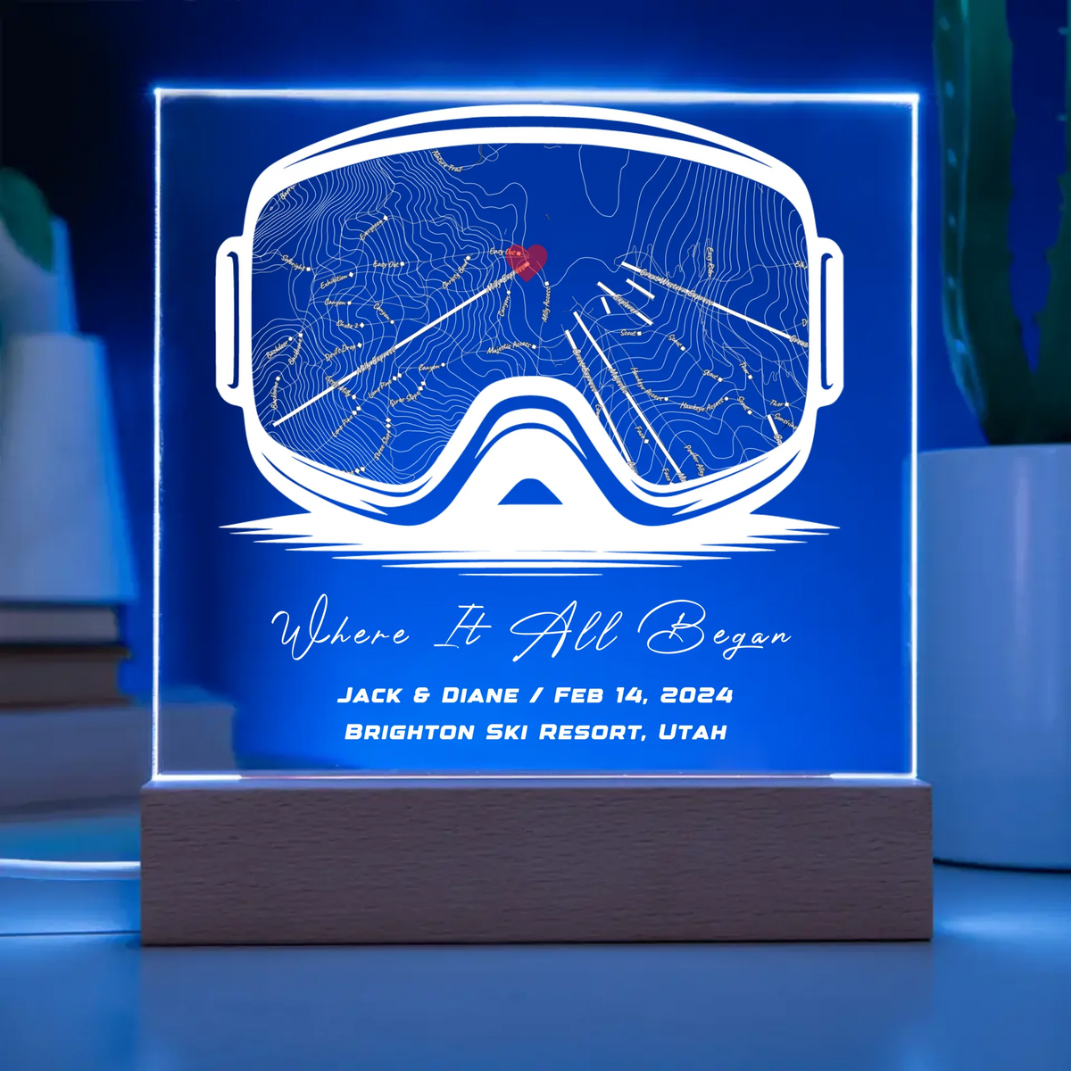 Engraved Acrylic Square Plaque - Map