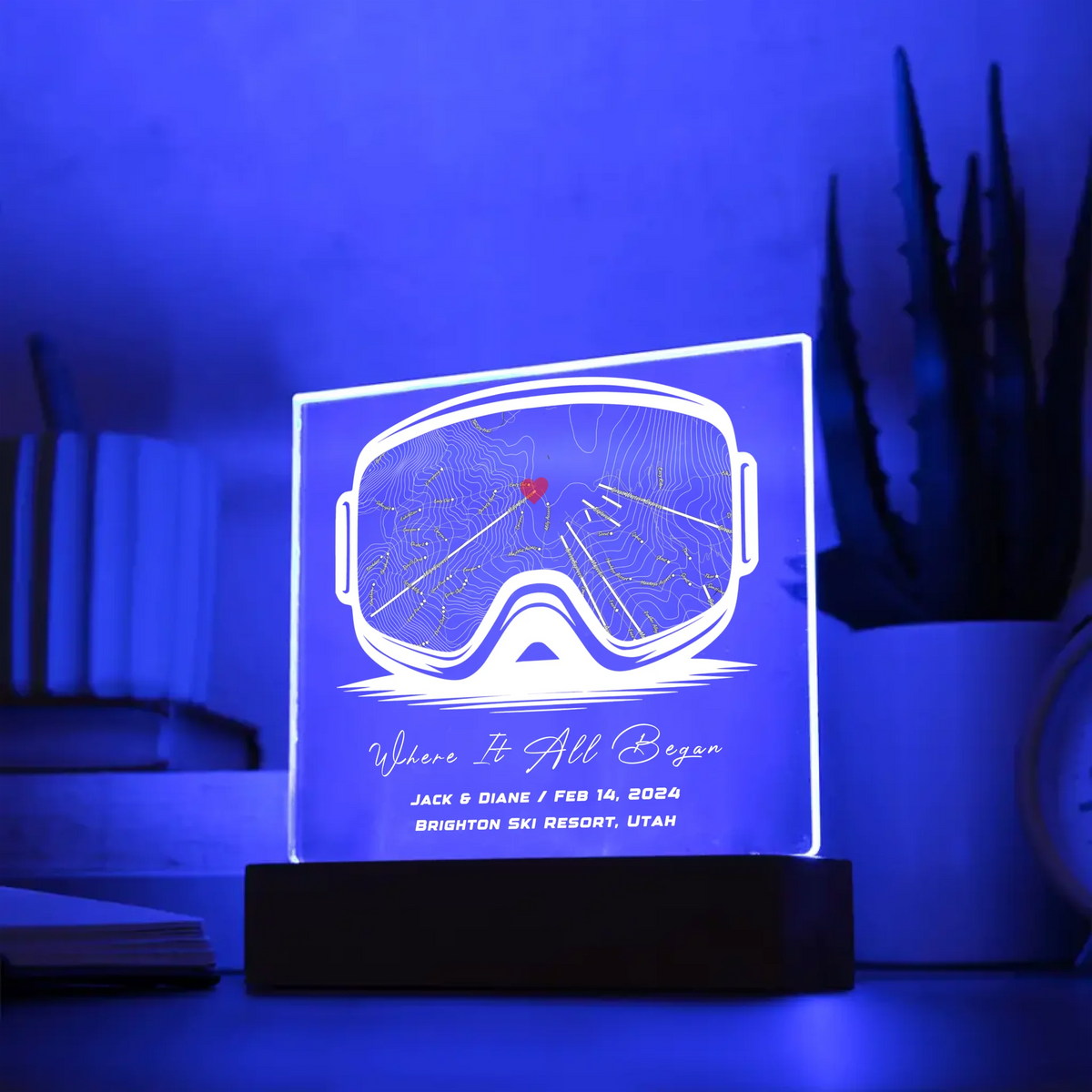 Engraved Acrylic Square Plaque - Map