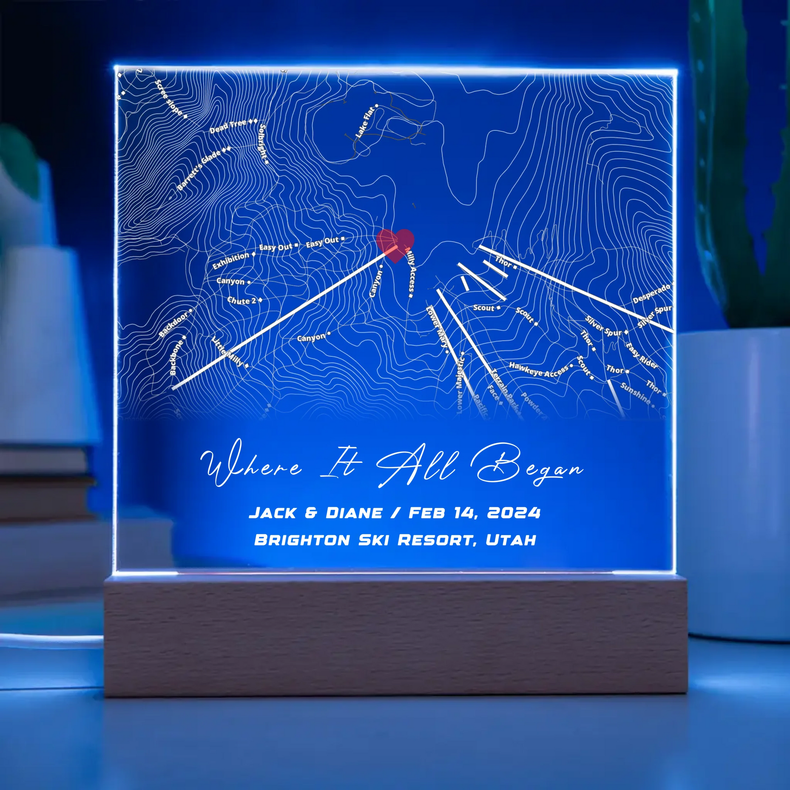 Engraved Acrylic Square Plaque - Map copy