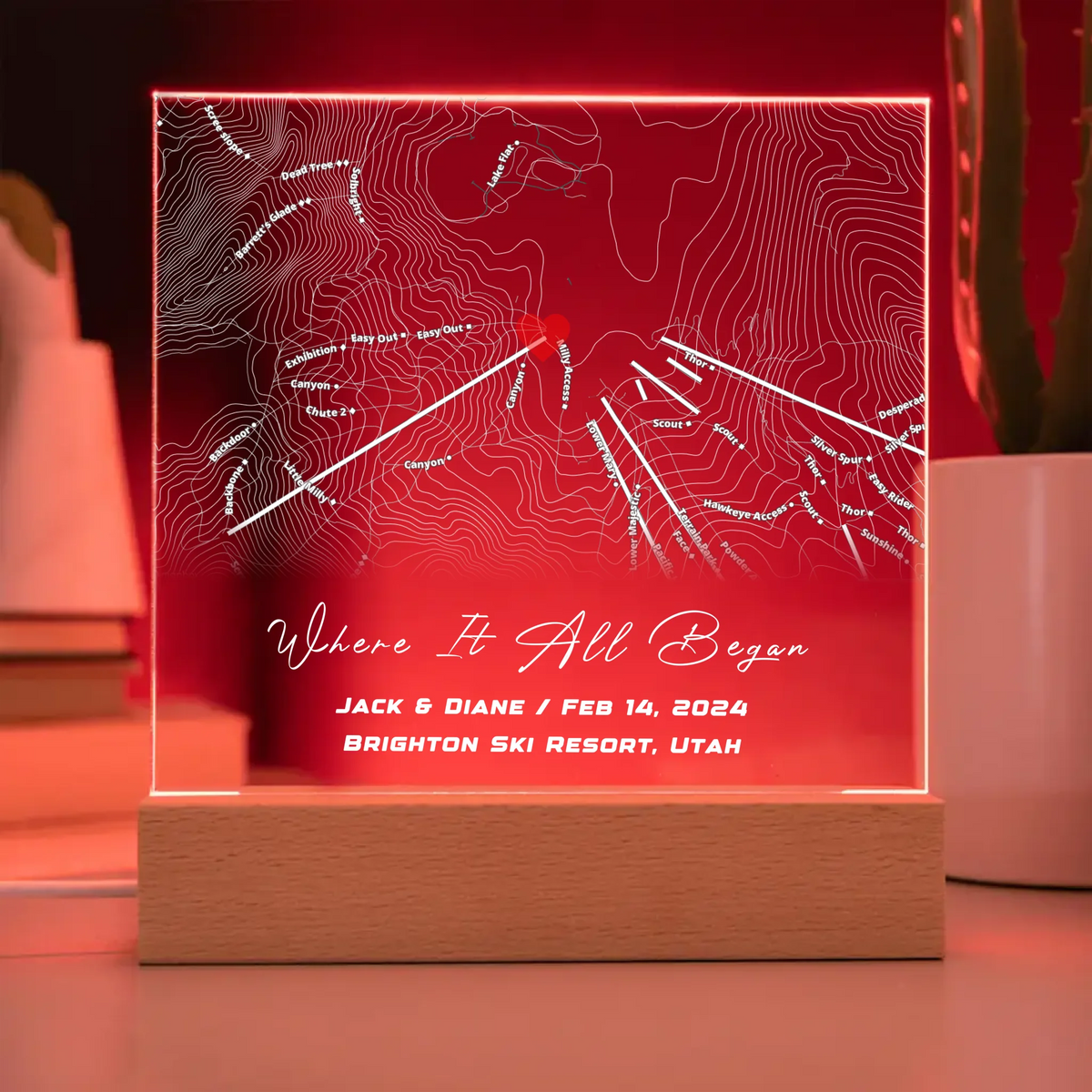 Engraved Acrylic Square Plaque - Map copy