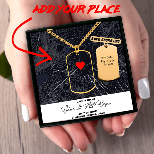 PERSONALIZED Ski Trail Map Dog Tag Necklace