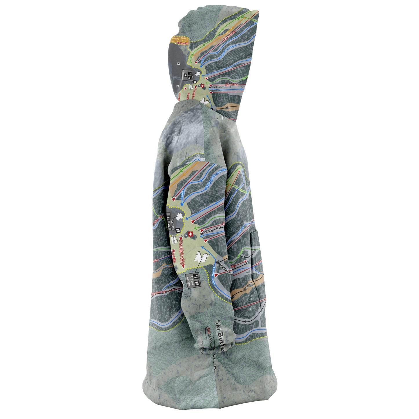 Ski Butternut, Massachusetts Ski Trail Map Snug Hoodie