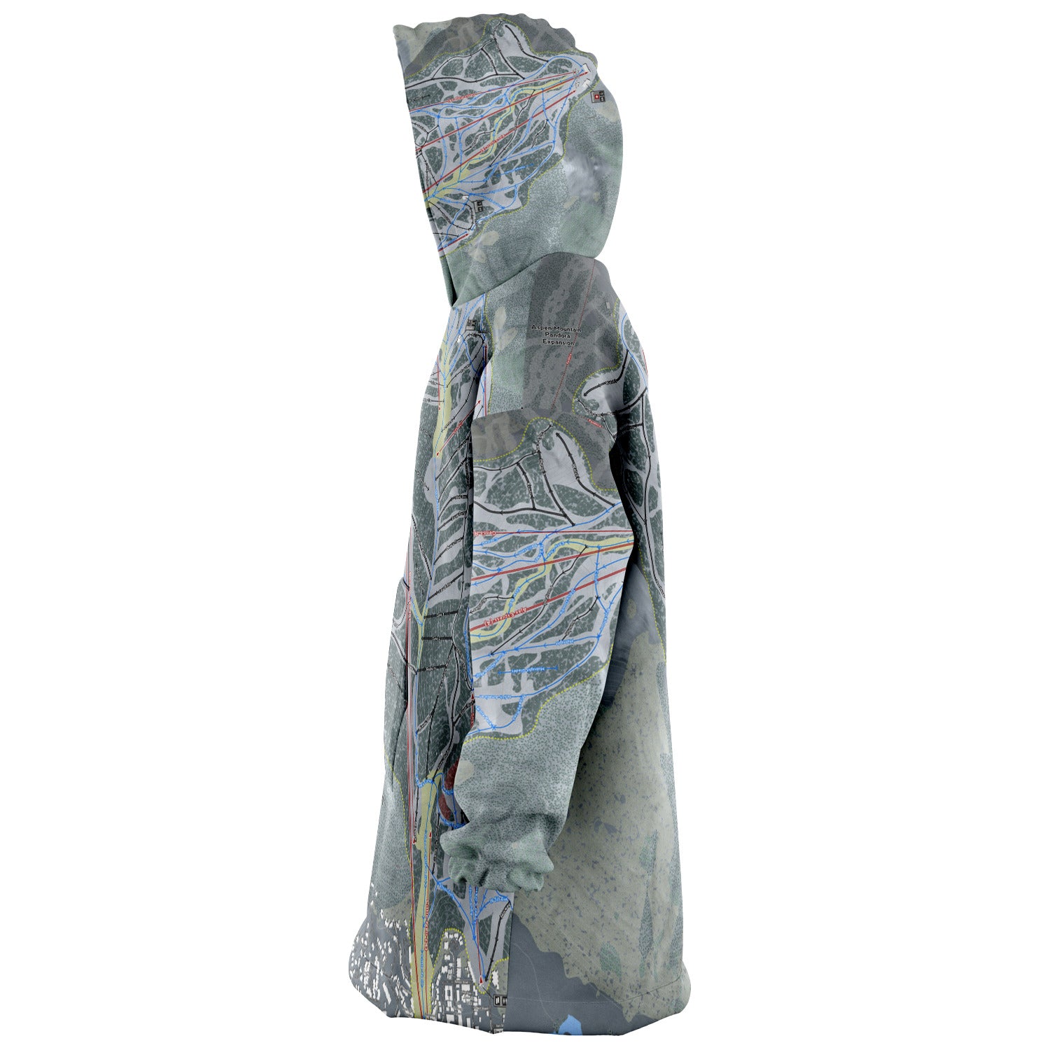 Aspen Mountain, Colorado Ski Trail Map - Snug Hoodie