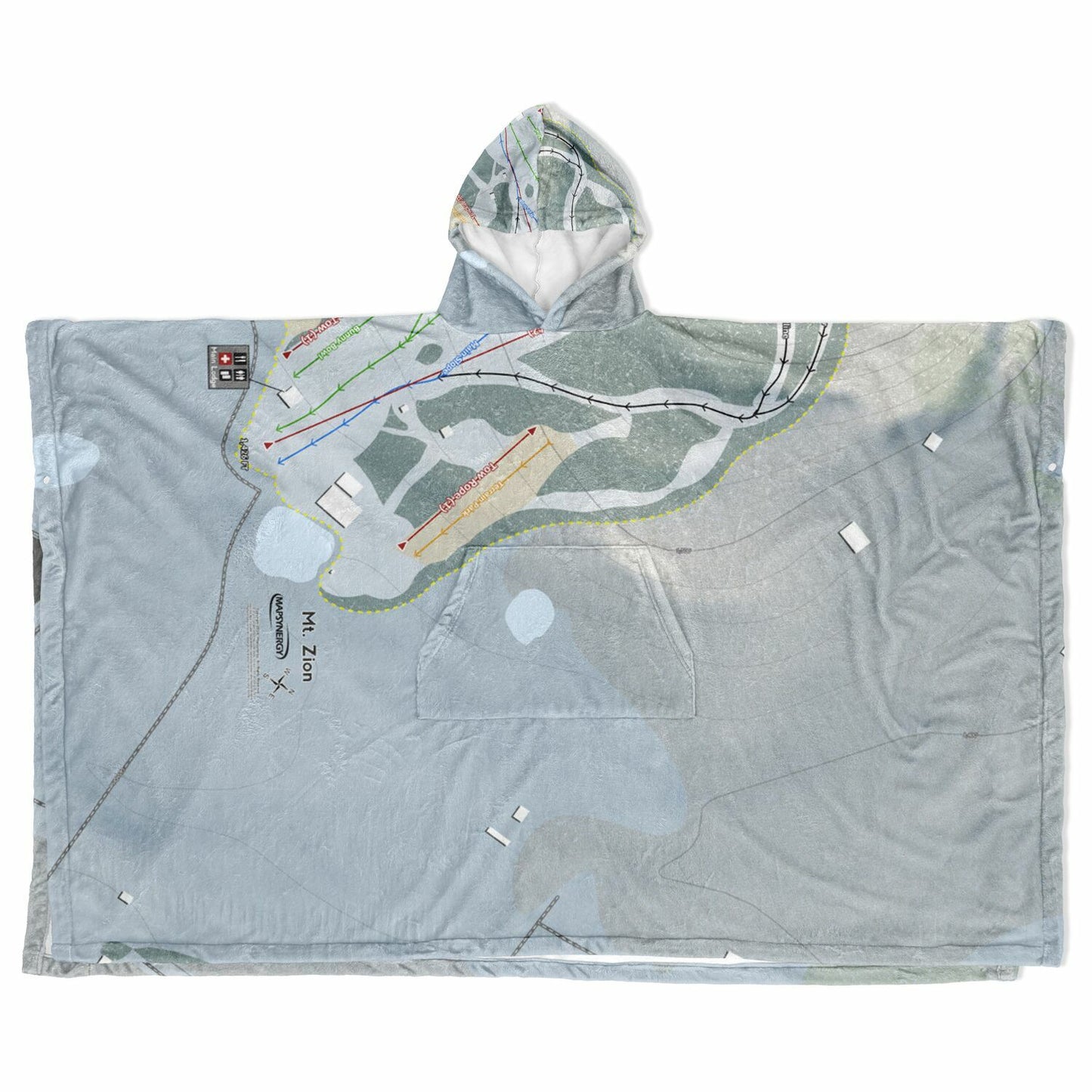 Mt Zion, Michigan Ski Resort Map Flannel Blanket Poncho