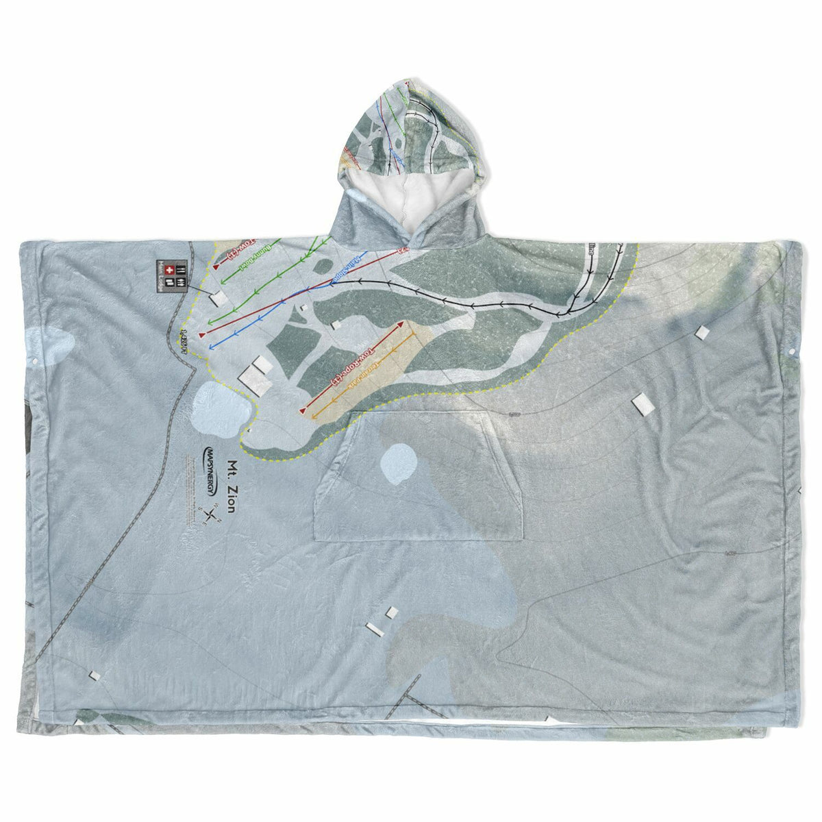 Mt Zion, Michigan Ski Resort Map Flannel Blanket Poncho
