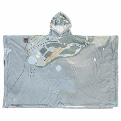 Mt Zion, Michigan Ski Resort Map Flannel Blanket Poncho