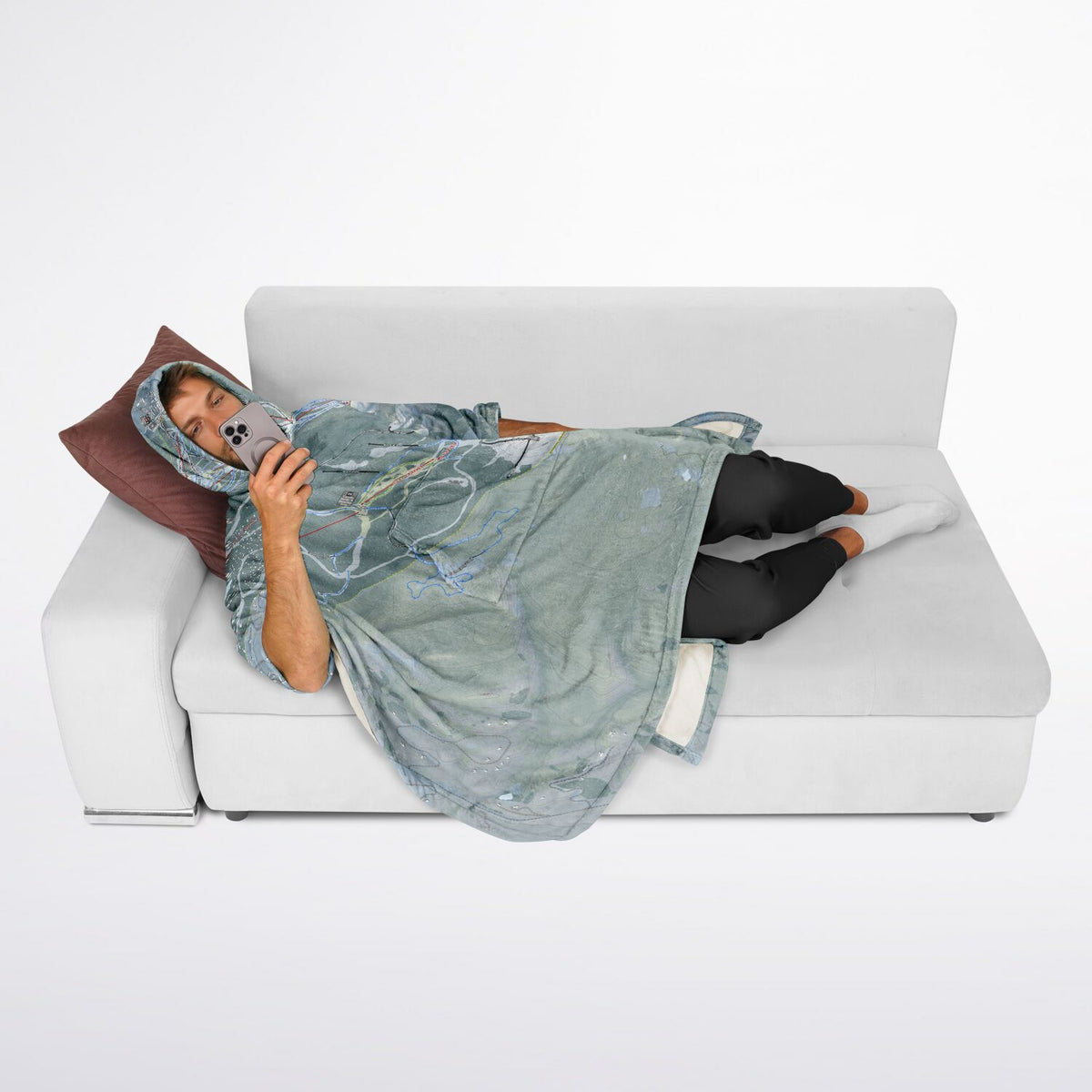 Telluride, Colorado Ski Resort Map Flannel Blanket Poncho