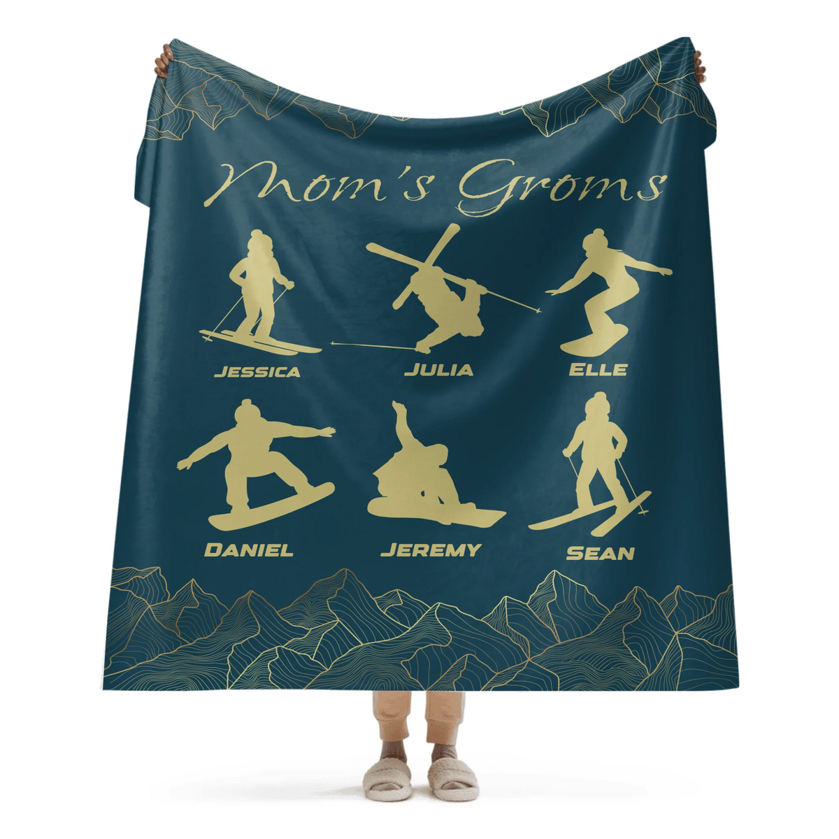Custom Blanket for Skiing Families - Select up to 6 kids