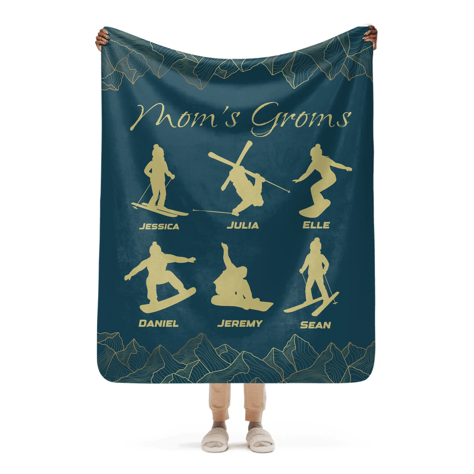 Custom Blanket for Skiing Families - Select up to 6 kids