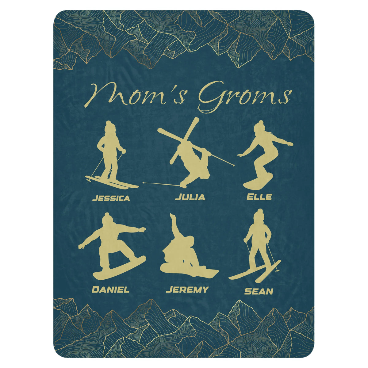 Custom Blanket for Skiing Families - Select up to 6 kids
