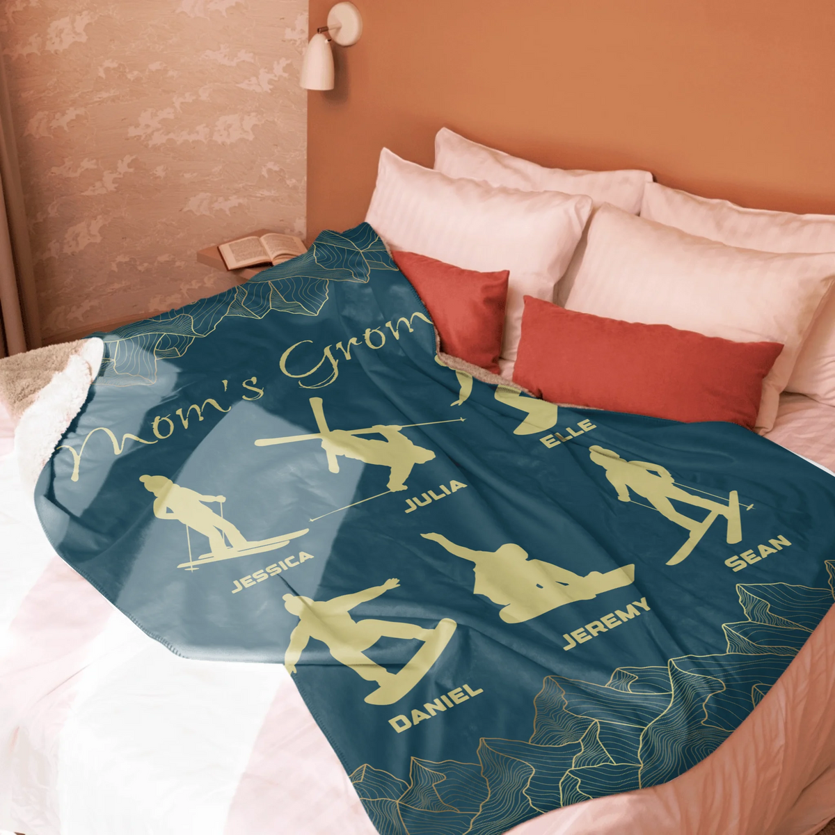 Custom Blanket for Skiing Families - Select up to 6 kids