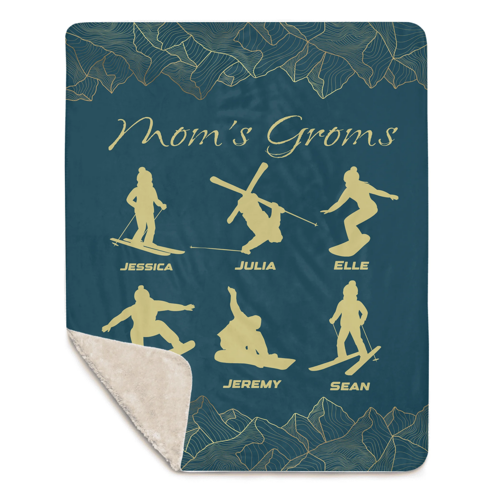 Custom Blanket for Skiing Families - Select up to 6 kids