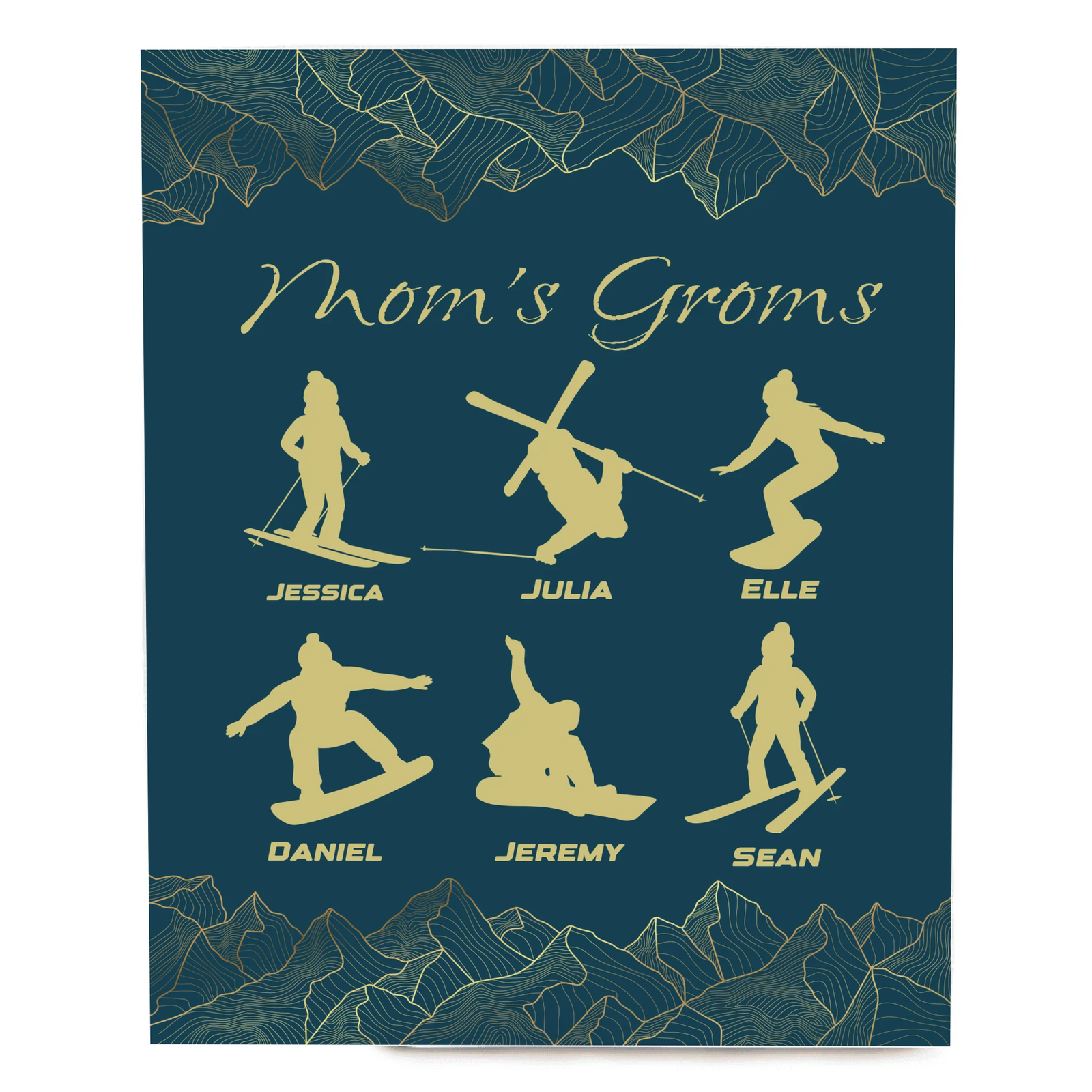 Custom Blanket for Skiing Families - Select up to 6 kids