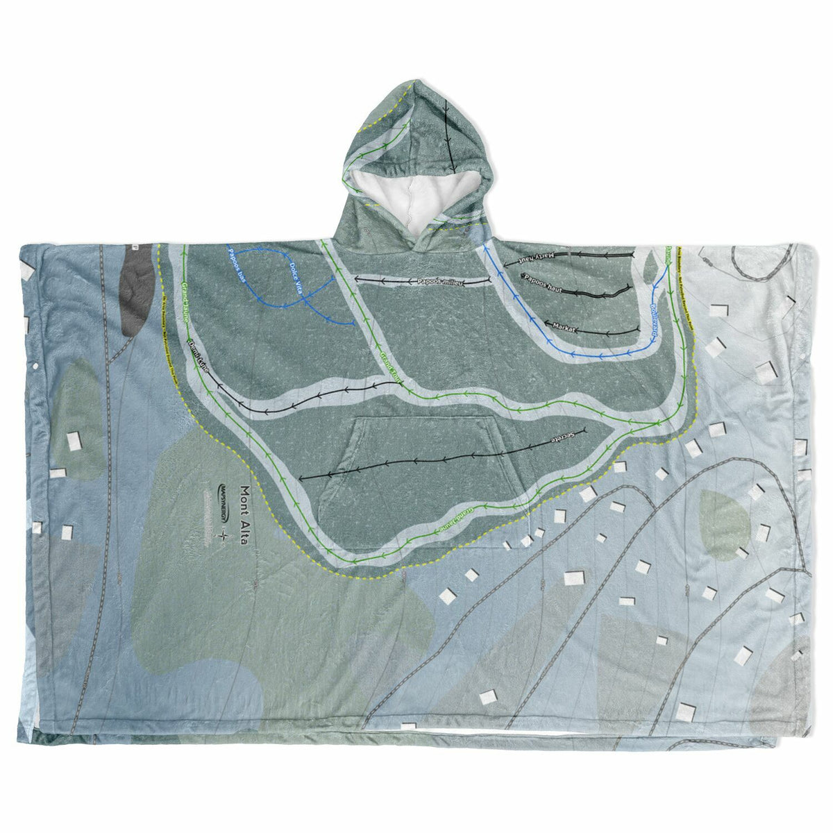 Mont Alta, Quebec Ski Resort Map Flannel Blanket Poncho