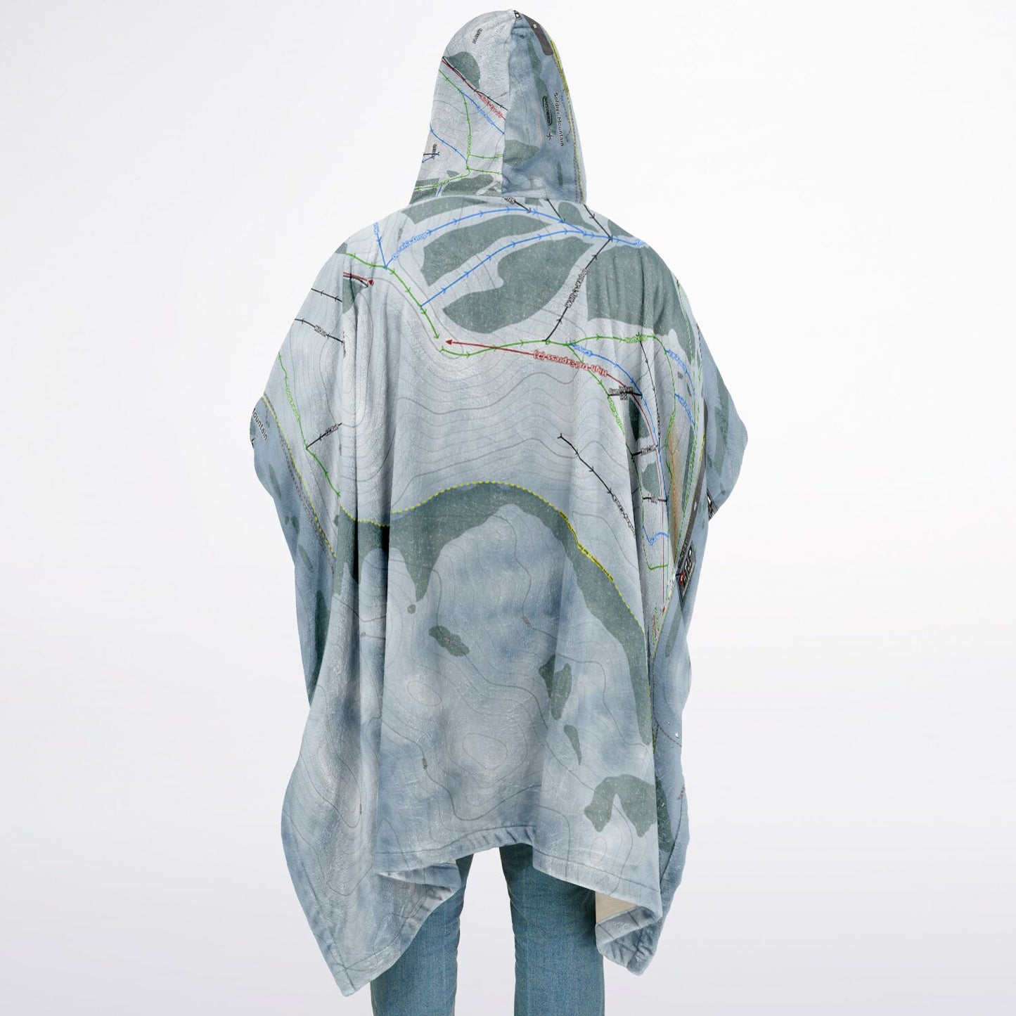 Soldier Mountain, Idaho Ski Resort Map Flannel Blanket Poncho