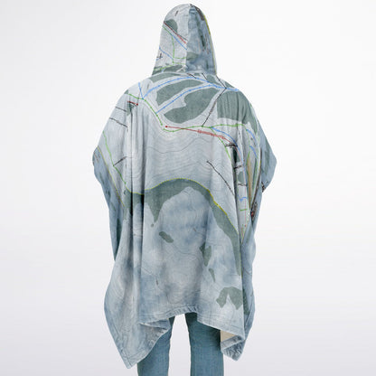 Soldier Mountain, Idaho Ski Resort Map Flannel Blanket Poncho