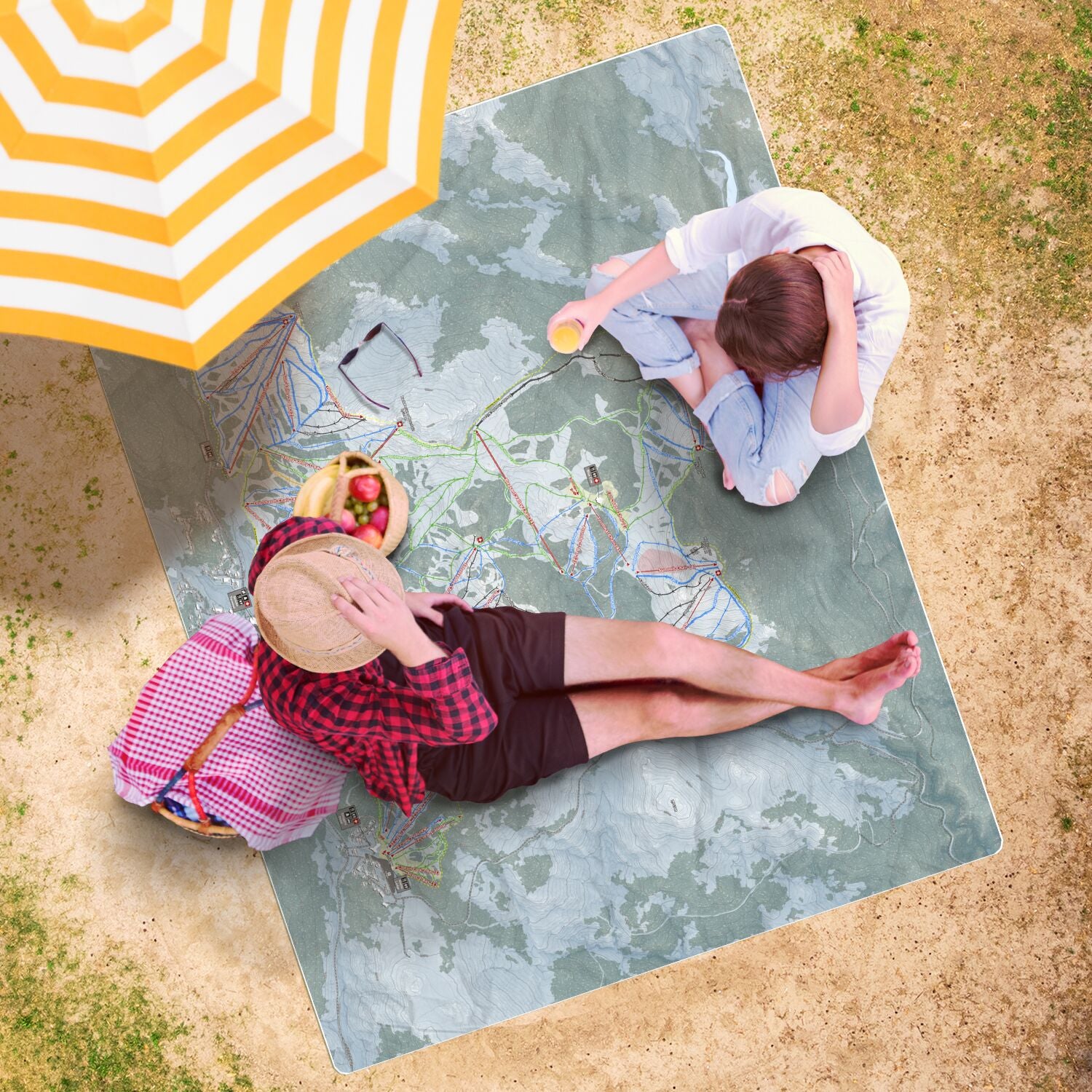 Perisher, Australia Ski Resort Map Printed Beach Towel