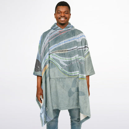 Mt Jefferson, Maine Ski Resort Map Flannel Blanket Poncho