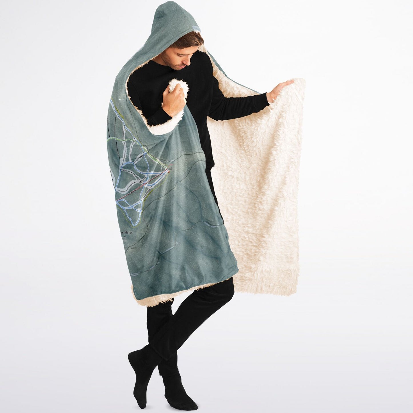 49 Degrees North, Washington Ski Trail Map - Adult Hooded Blanket