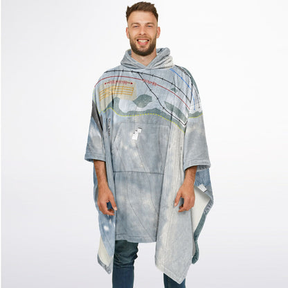Dry Hill, New York Ski Resort Map Flannel Blanket Poncho
