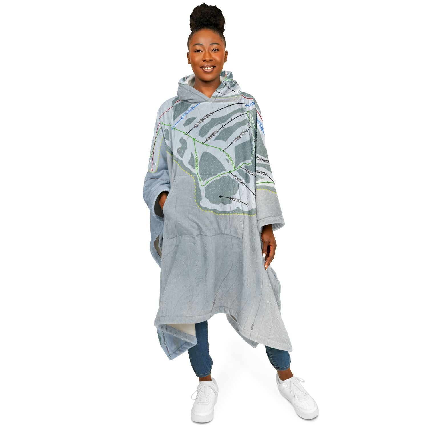 Hesperus, Colorado Ski Resort Map Flannel Blanket Poncho