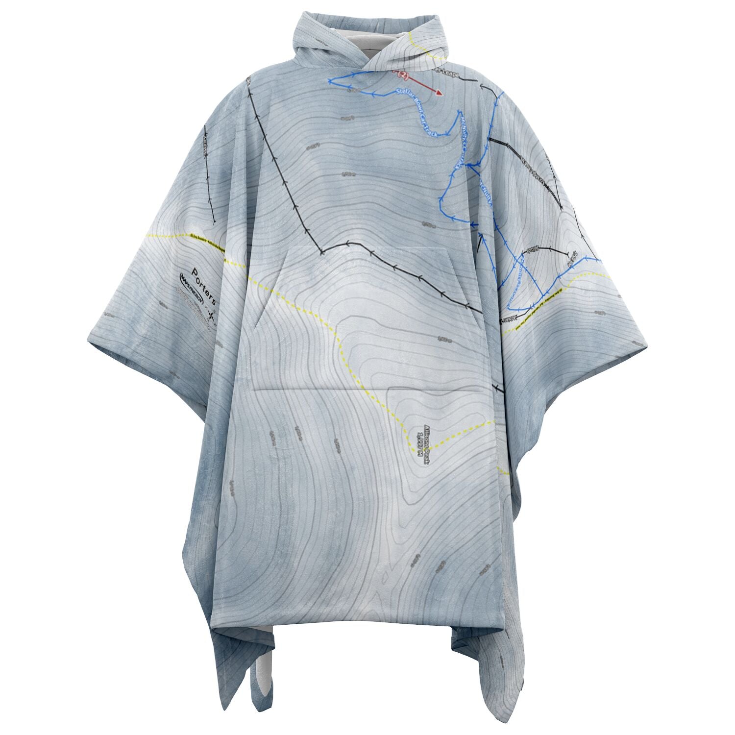 Porters, New Zealand Ski Resort Map Flannel Blanket Poncho