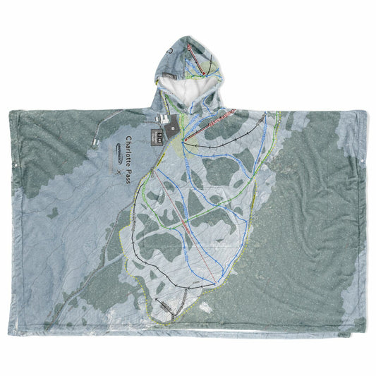 Charlotte Pass, Australia Ski Resort Map Flannel Blanket Poncho - Powderaddicts