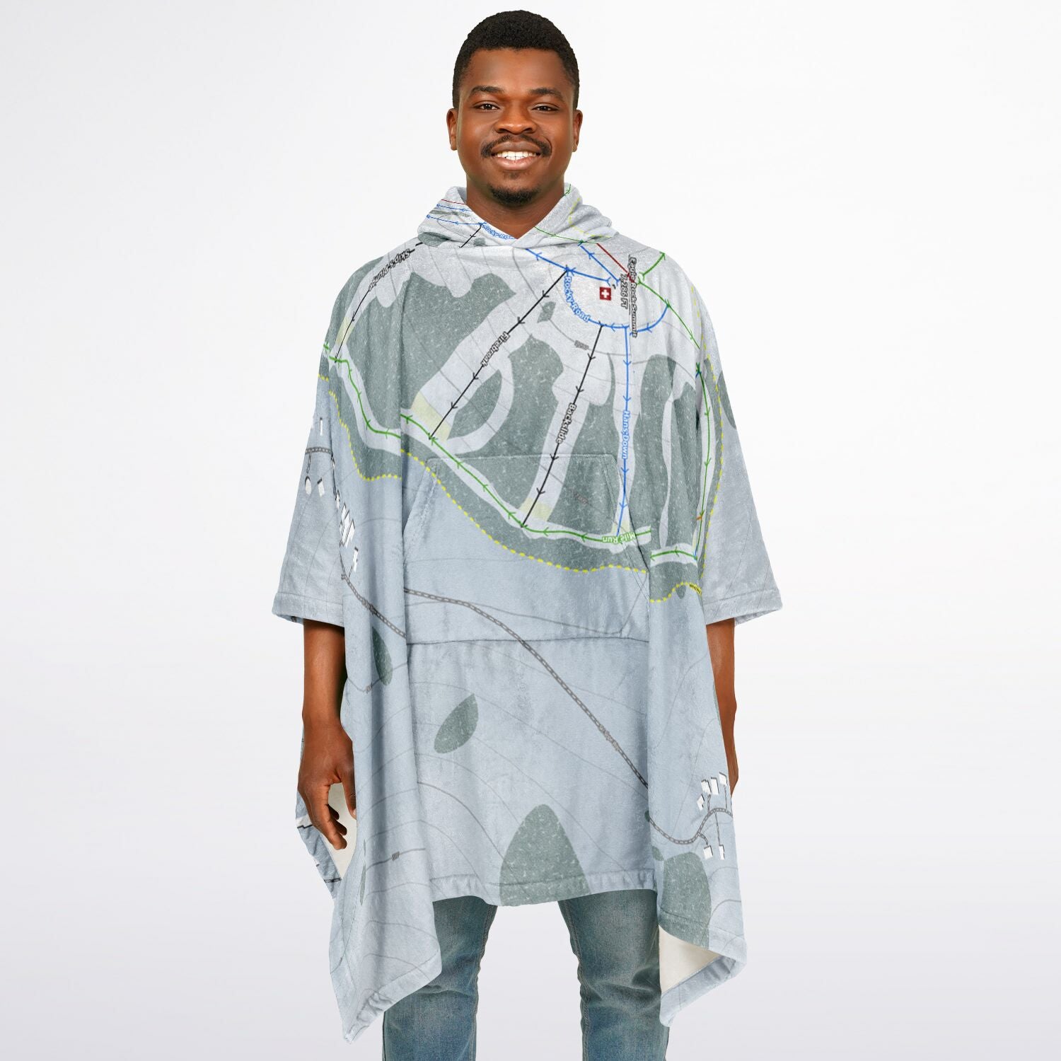 Tahoe Donner, California Ski Resort Map Flannel Blanket Poncho