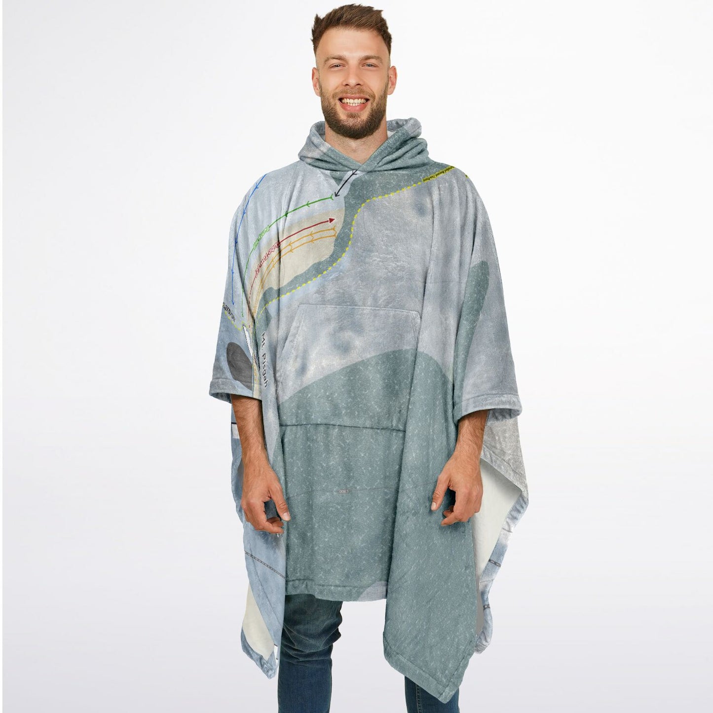 Mt Pisgah, New York Ski Resort Map Flannel Blanket Poncho