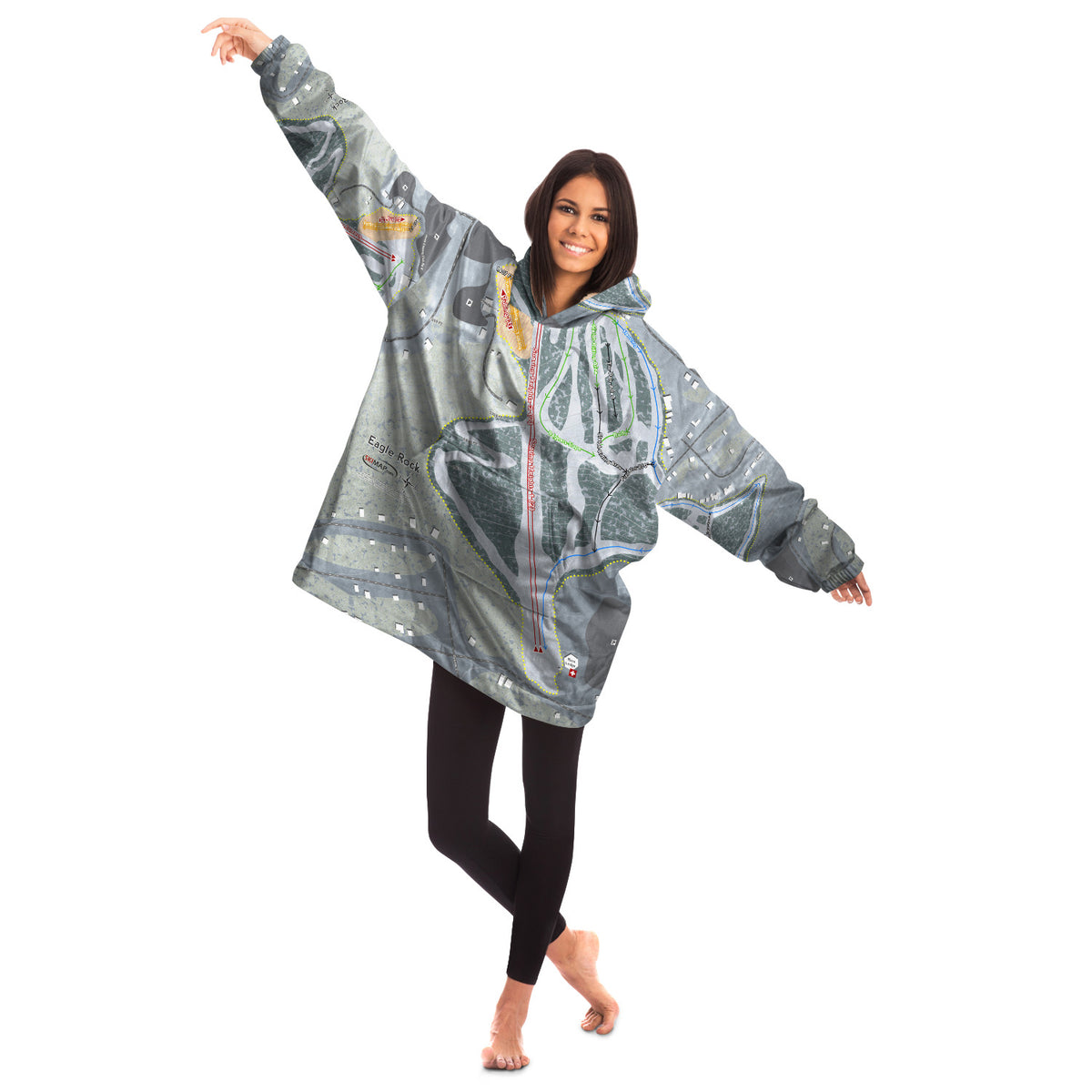 Eagle Rock, Pennsylvania Ski Trail Map Snug Hoodie