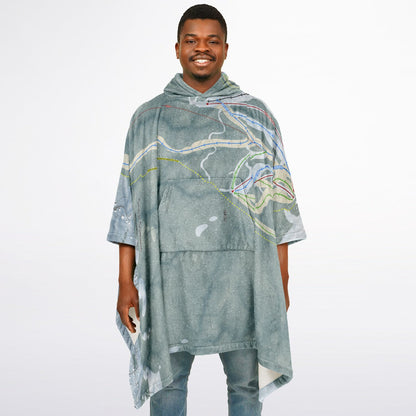 Snow Summit, California Ski Resort Map Flannel Blanket Poncho