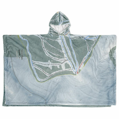 Teton Pass, Montana Ski Resort Map Flannel Blanket Poncho