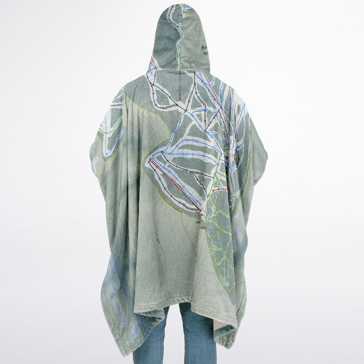 Red River, New Mexico Ski Resort Map Flannel Blanket Poncho