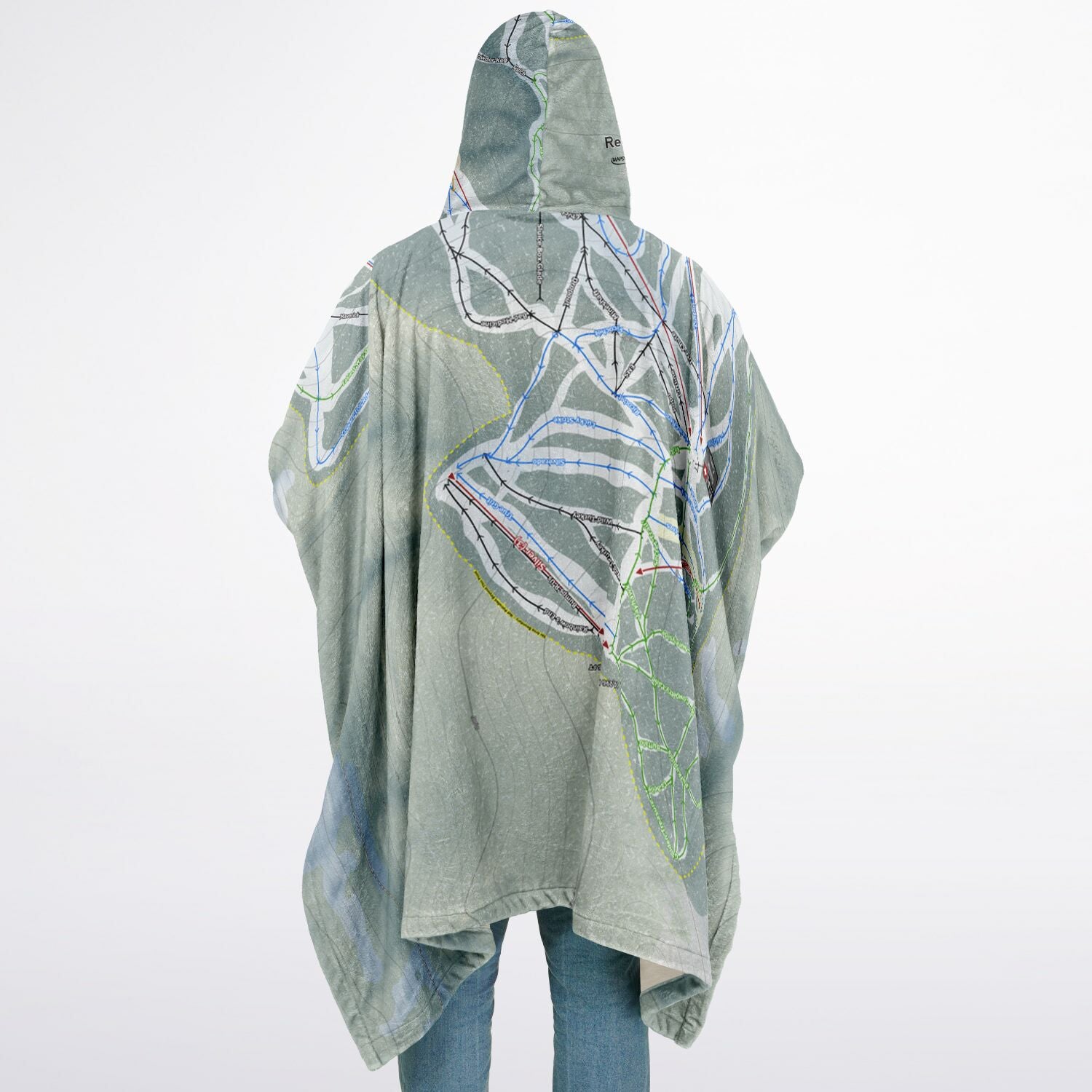 Red River, New Mexico Ski Resort Map Flannel Blanket Poncho