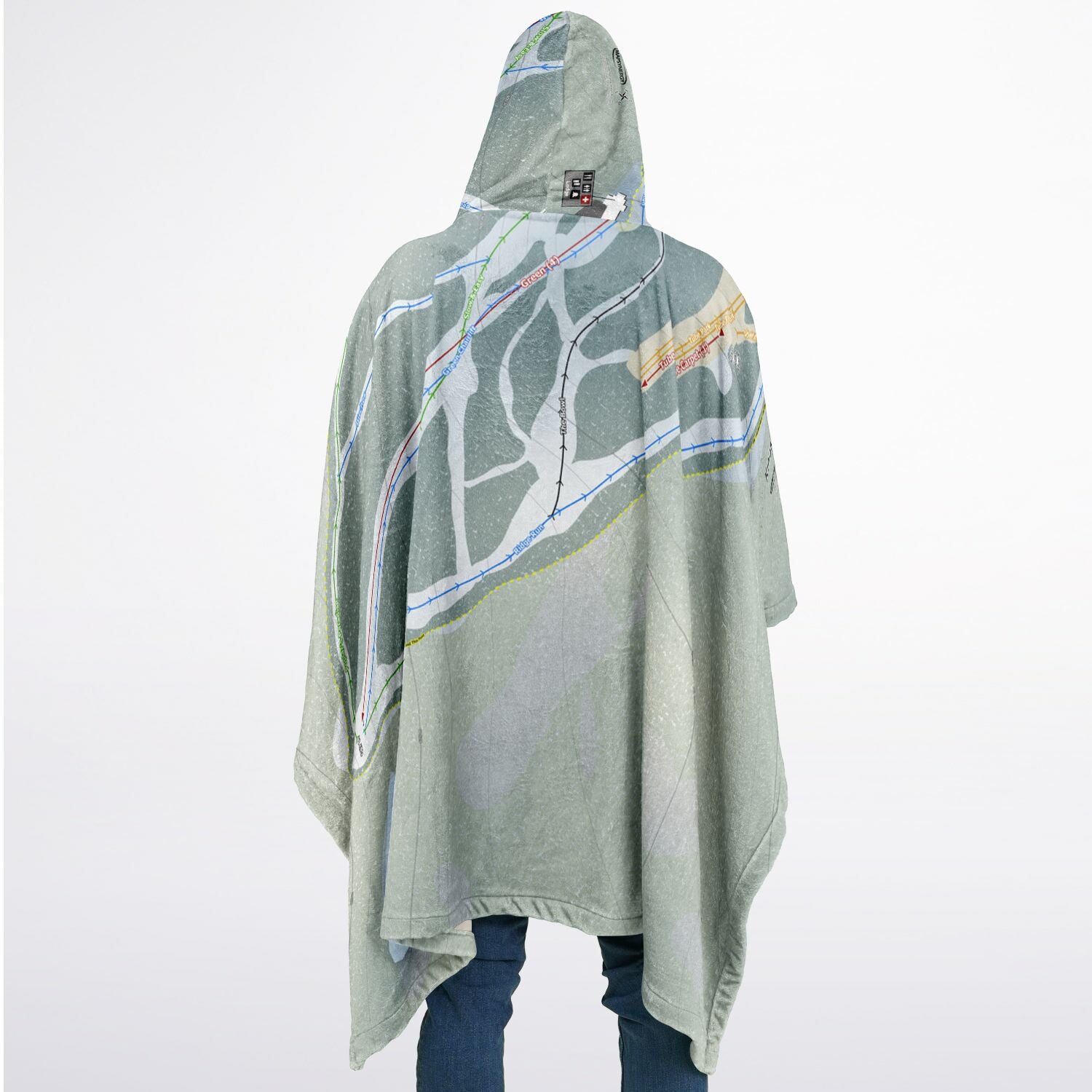 Kinosoo Ridge, Alberta Ski Resort Map Flannel Blanket Poncho