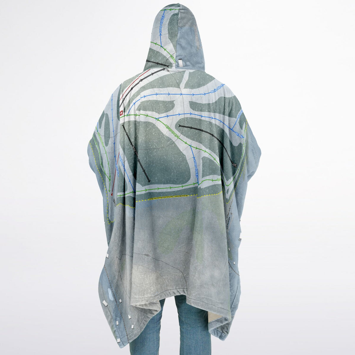 Ski Chantecler, Quebec Ski Resort Map Flannel Blanket Poncho