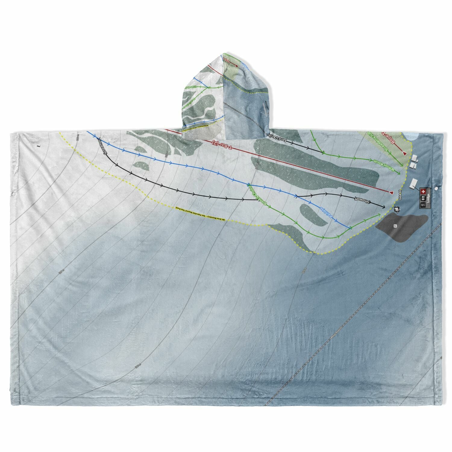 Mount Joy, Alberta Ski Resort Map Flannel Blanket Poncho