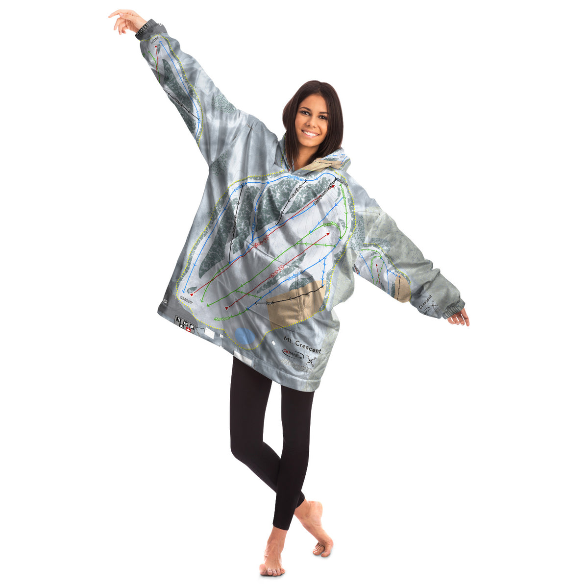 Mt Crescent, Iowa Ski Trail Map - Snug Hoodie