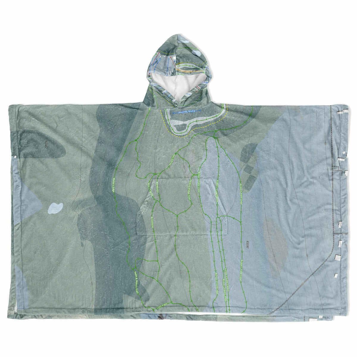 Lost Valley, Maine Ski Resort Map Flannel Blanket Poncho