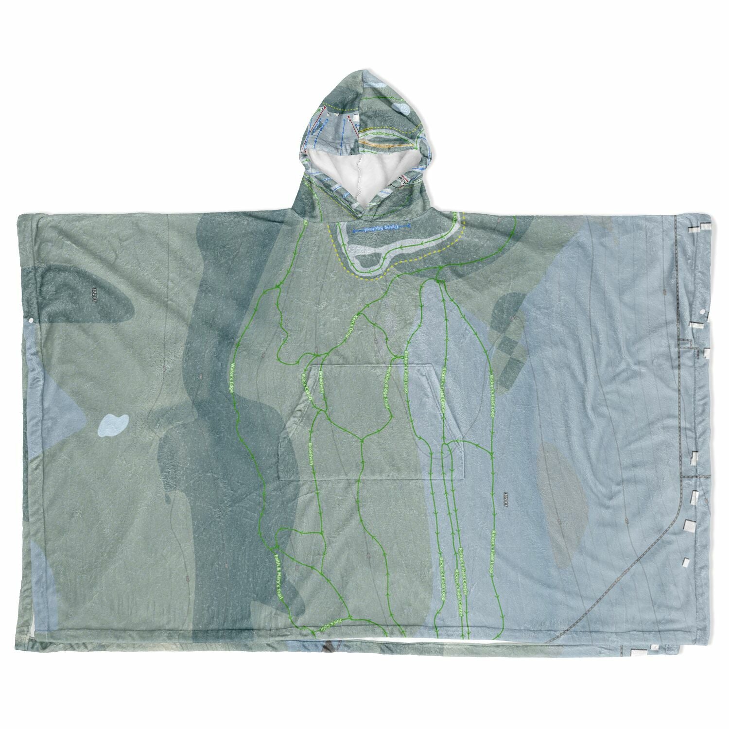 Lost Valley, Maine Ski Resort Map Flannel Blanket Poncho