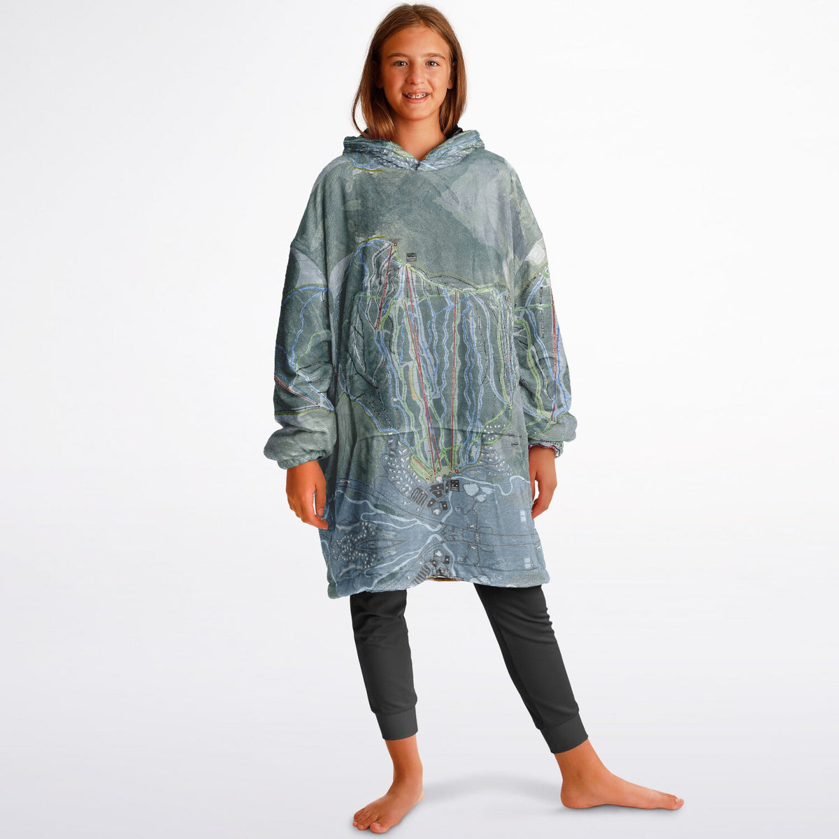 Bretton Woods, New Hampshire Ski Resort Map Reversible Snug Hoodie