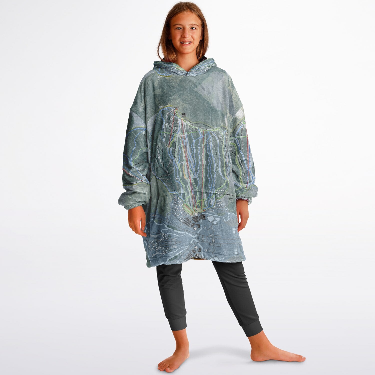 Bretton Woods, New Hampshire Ski Resort Map Reversible Snug Hoodie
