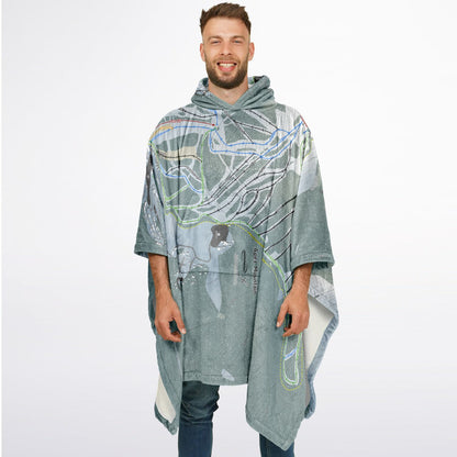 Apex Mountain, British Columbia Ski Resort Map Flannel Blanket Poncho