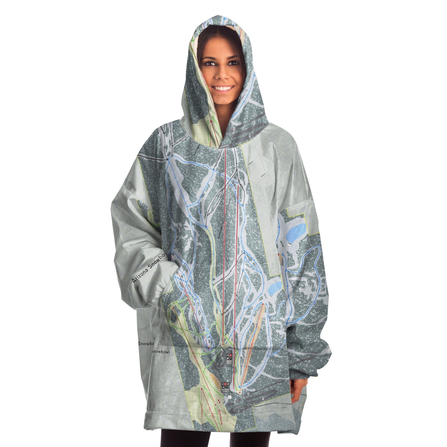 Arizona Snowbowl, Arizona Ski Trail Map Snug Hoodie