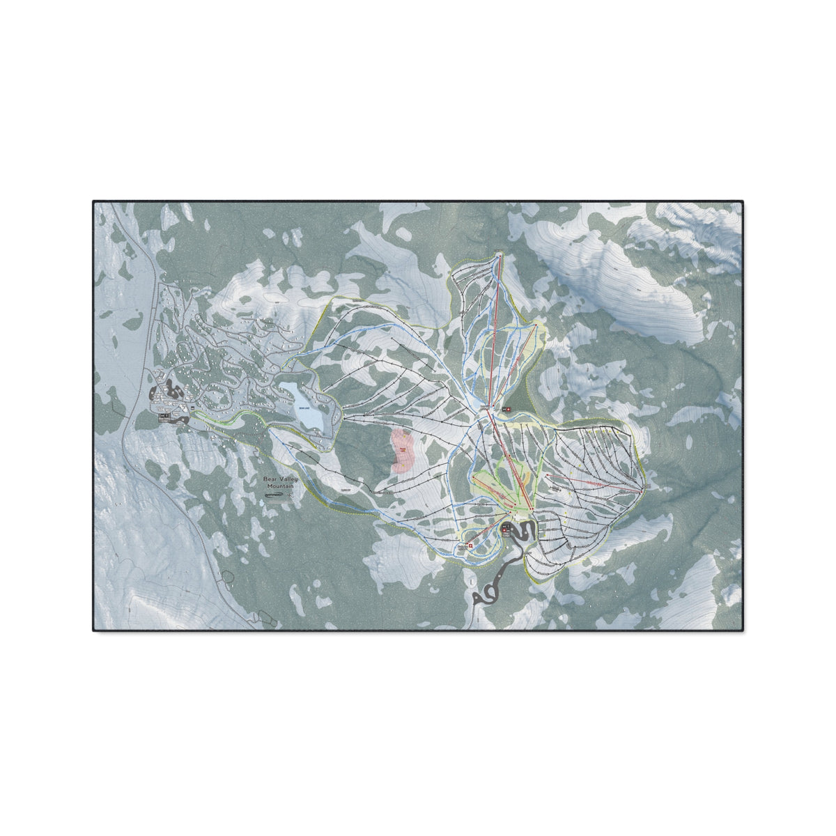 Bear Valley Mountain, California Ski Resort Map Heavy Duty Floor Mat