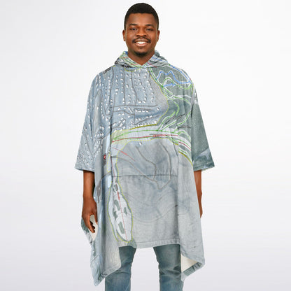 Holimont, New York Ski Resort Map Flannel Blanket Poncho