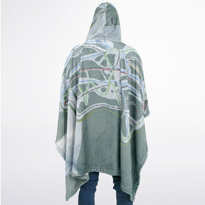 Teton Pass, Montana Ski Resort Map Flannel Blanket Poncho