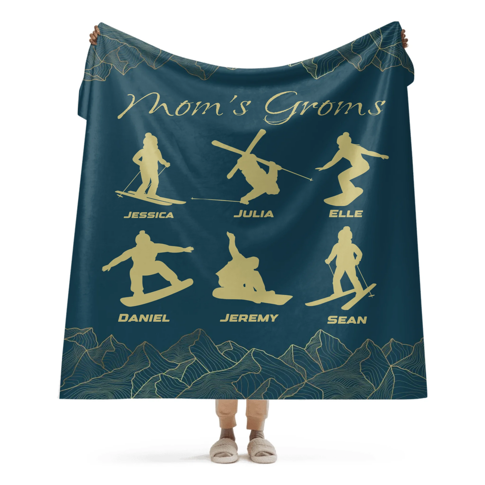 Custom Blanket for Skiing Families - Select up to 6 kids - Powderaddicts