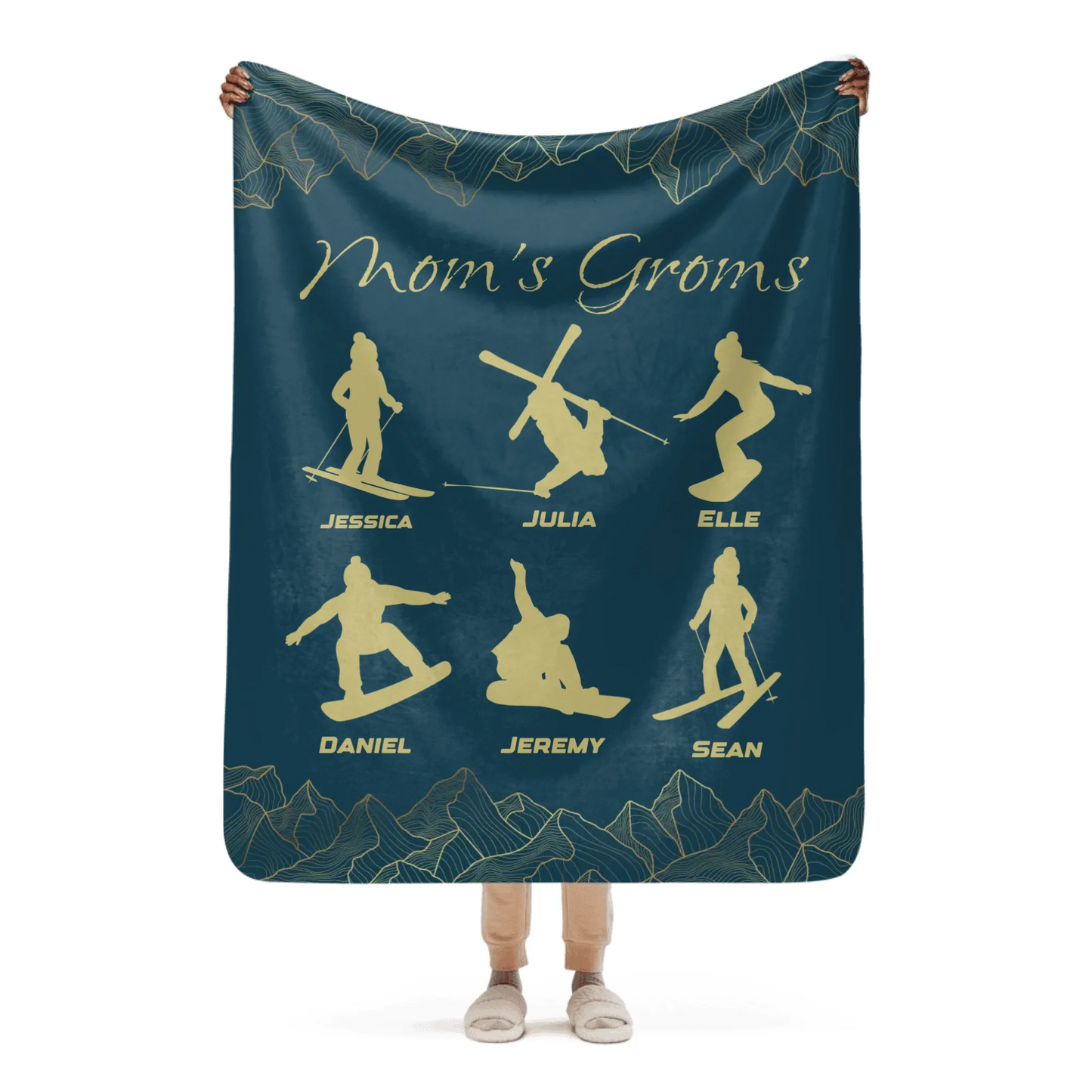 Custom Blanket for Skiing Families - Select up to 6 kids - Powderaddicts